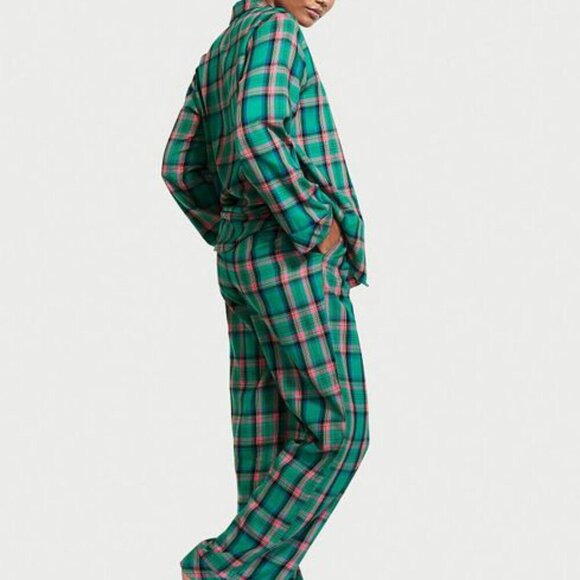 Victoria's Secret Teal Blue and Pink Plaid Flannel 2pc Pockets PJ's Size M - Picture 2 of 16